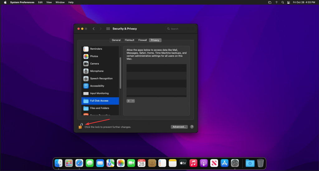 Click Lock icon to fix Apple macOS Ventura bug