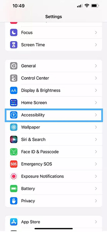 Open Accessibility in Settings app