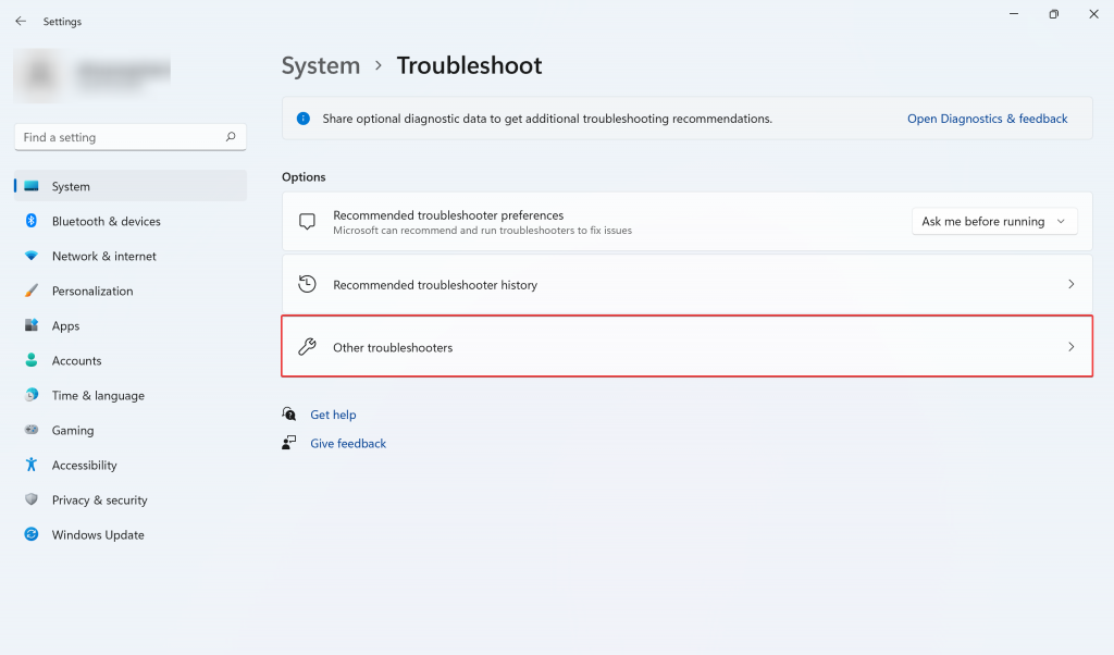 Open Other Troubleshootes