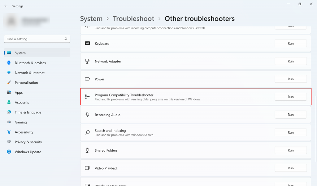 Program Compatibility Troubleshooter