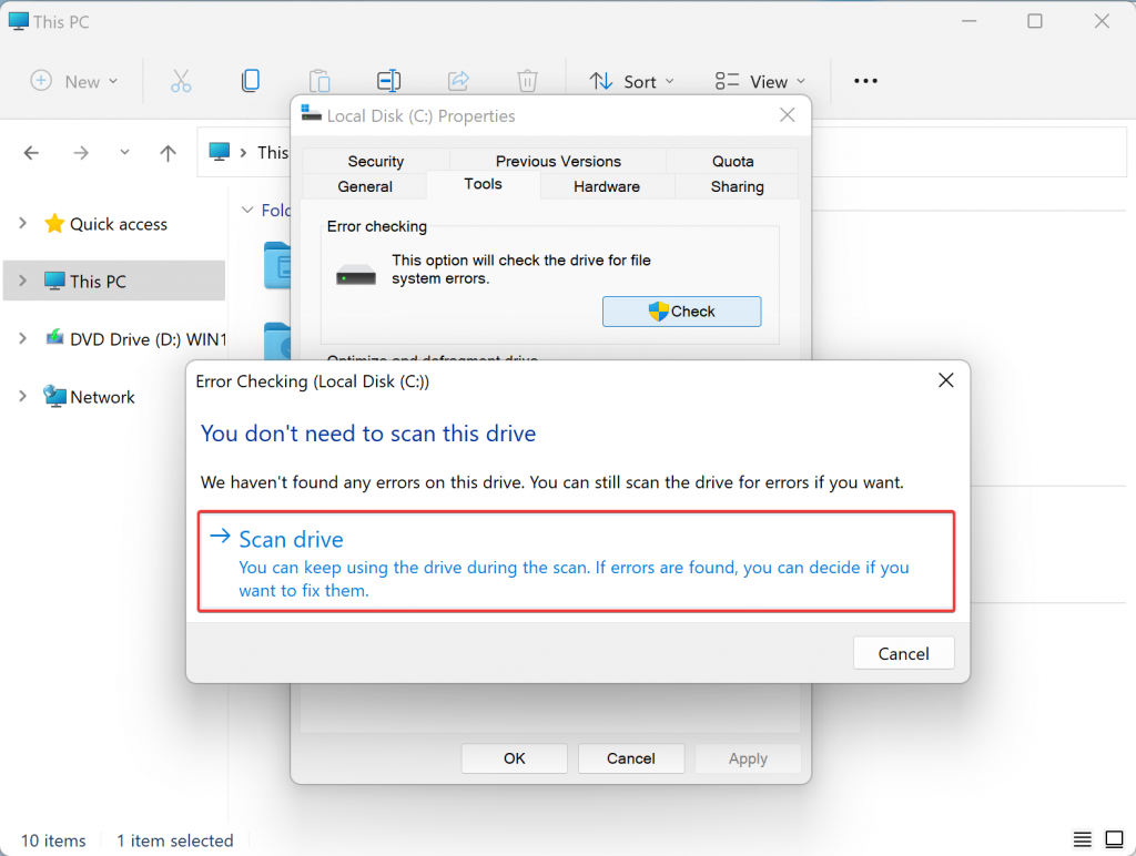 Error Checking (Local Disk (C:)) 