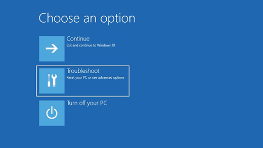 Selecting Troubleshoot