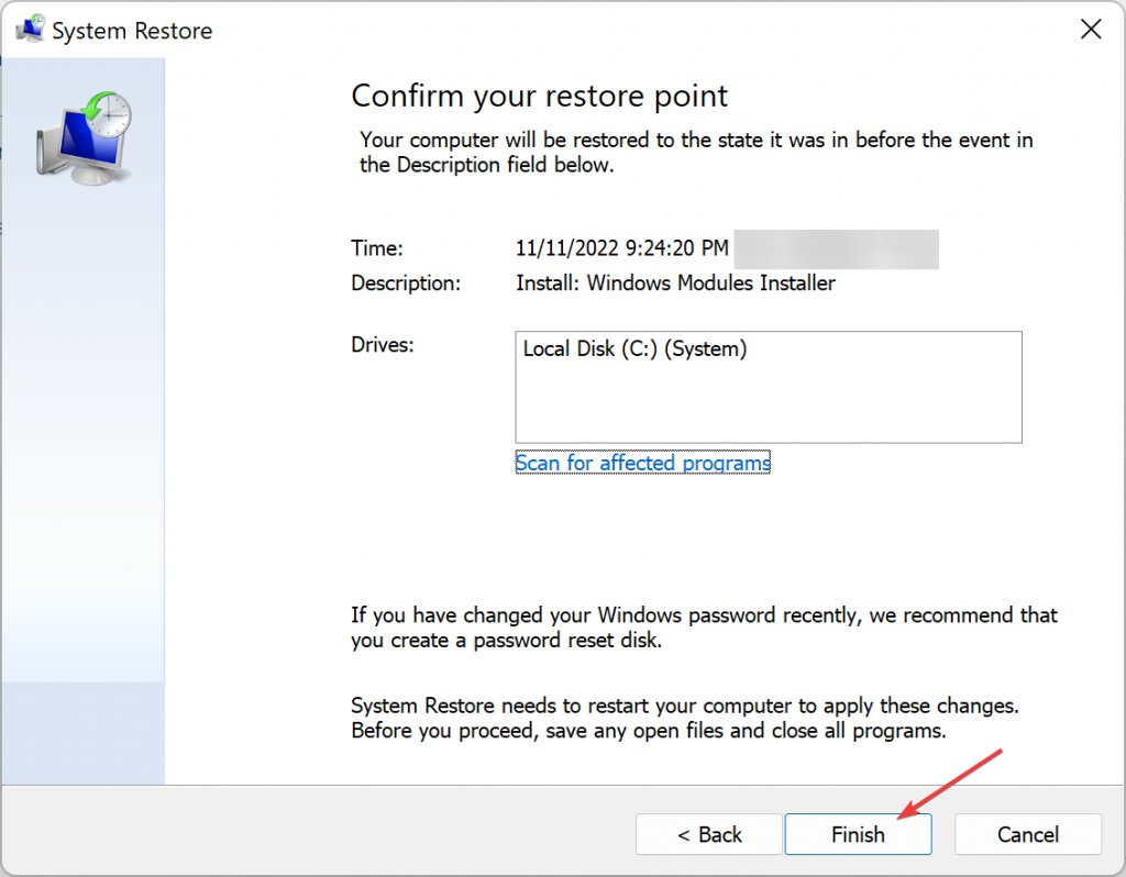 Starting the System restore Process to fix Driver Verifier Detected Violation Error