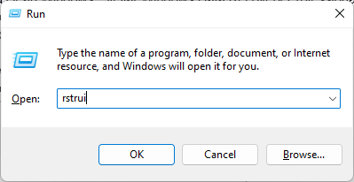 Then type rstrui and press Enter