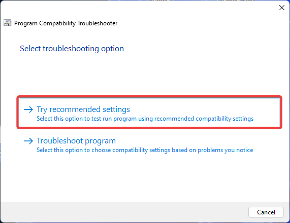 Program compatibility troubleshooter 