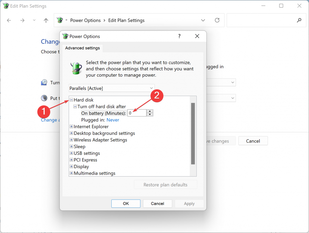 Turn Off Hard Disk Time