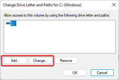  add or change letter option to fix corrupted hard drive