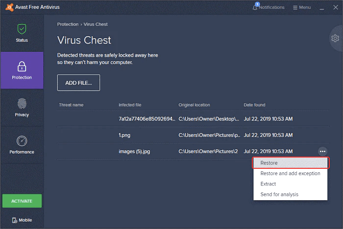Avast- Virus Chest