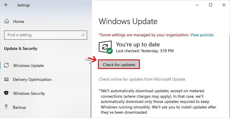 check for windows update