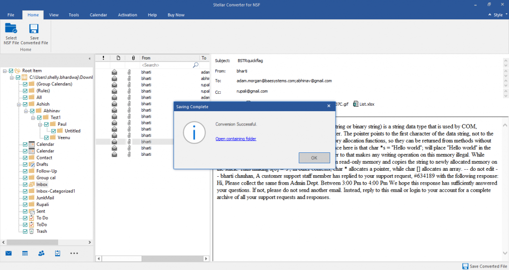 converted nsf file to pst is saved