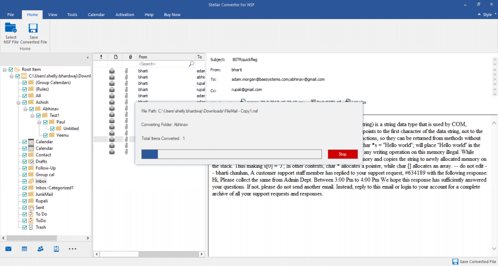 saving the mail items from nsf to PST