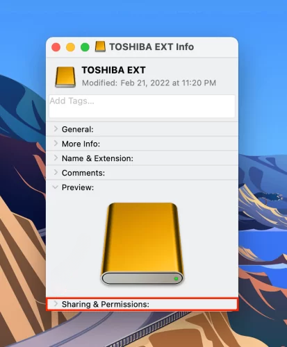 Finder > Hard disk > Sharing and Permissions