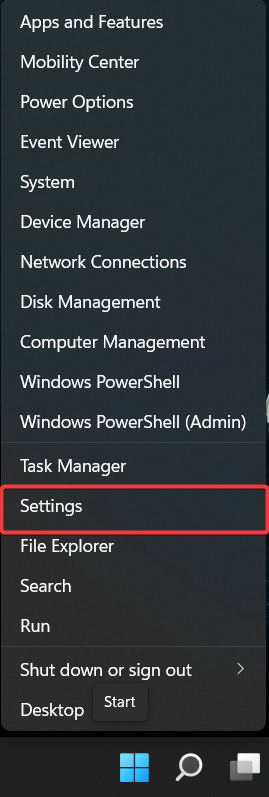 open settings on windows 11