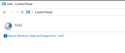 open the mail option via control panel in windows