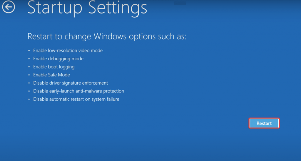 restart your pc to change startup setting