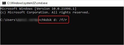 run chkdsk command