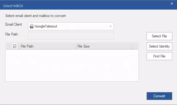 select google takeout option and mbox file