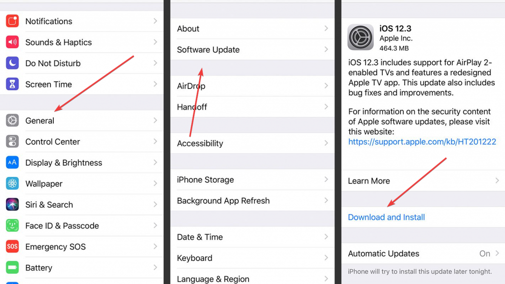 Updating software to resolve iPhone storage not loading and showing 