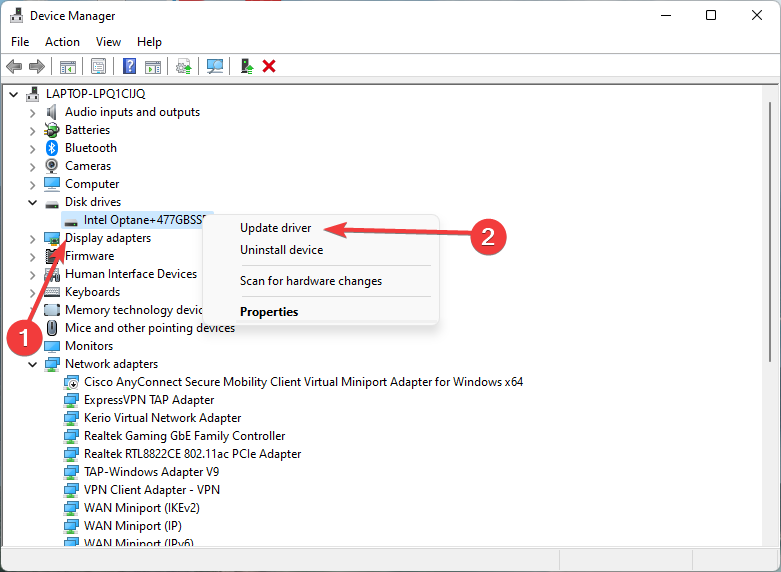 update driver in device manager