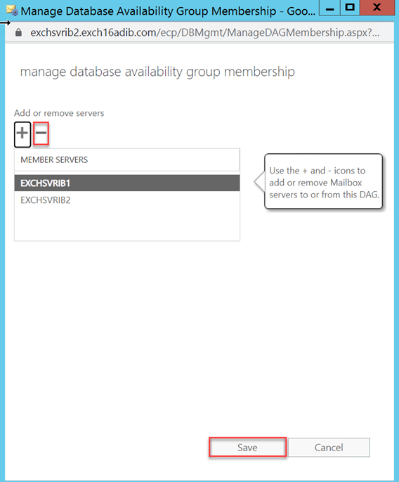 Select the server that you want to remove from the list of members