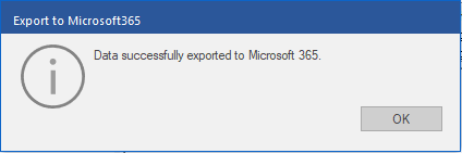 Data Successfully Exported to Microsoft 365