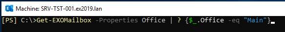 Get-ExoMailbox -Properties Office