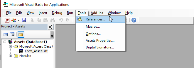 Microsoft VisualBasic For Applications Window