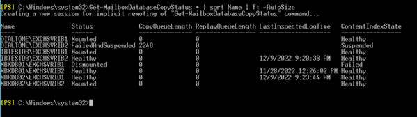 Use this Get-MailboxDatabaseCopyStatus