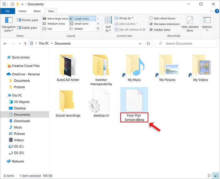 rename autocad backup file to dwg 2