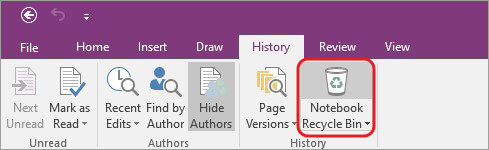 go to history and select notebook recycle bin