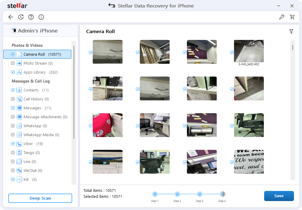 Stellar Data Recovery for iPhone - Preview tab