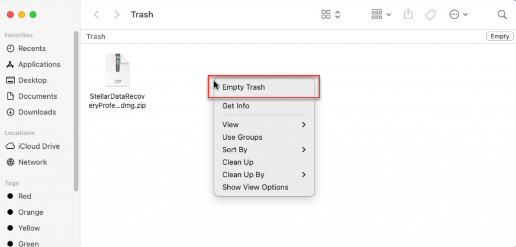Trash > Empty Trash