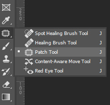 patch tool in Photoshop to remove glare from glasses