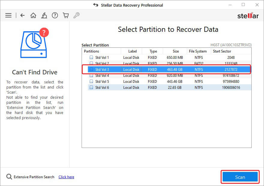 select-drive-partition-and-click-scan