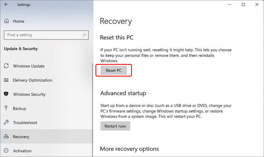 select-reset-pc-on-recovery-page