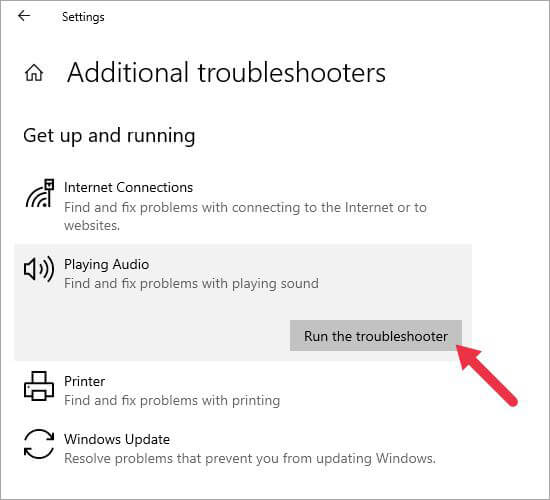 Troubleshoot audio errors in windows 10 to resolve android videos not playing error