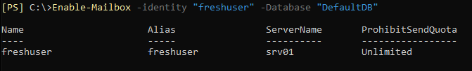 Enable-Mailbox -Identity