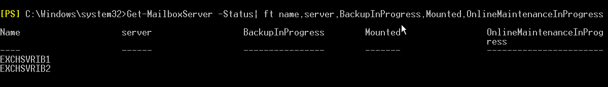 Get-MailboxServer –Status OnlineMaintenanceInProgress