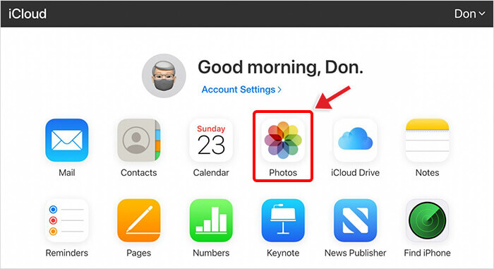 Recover via iCloud Backup - Click Photos