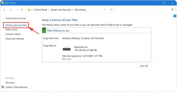 Restore Previous Files