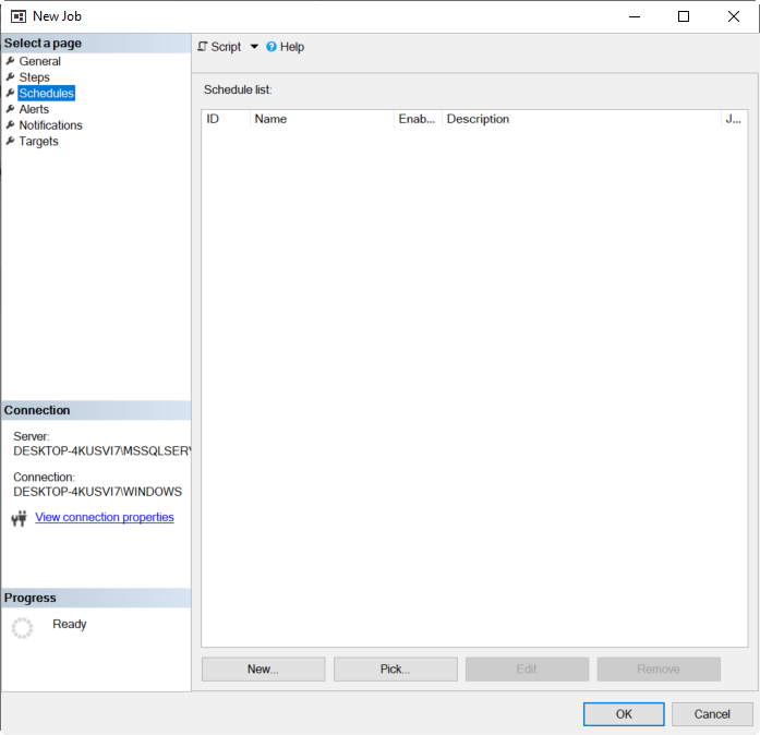 Schedules page and press the New button.