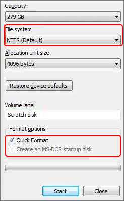 choose-File-System-and-click-Quick-Format