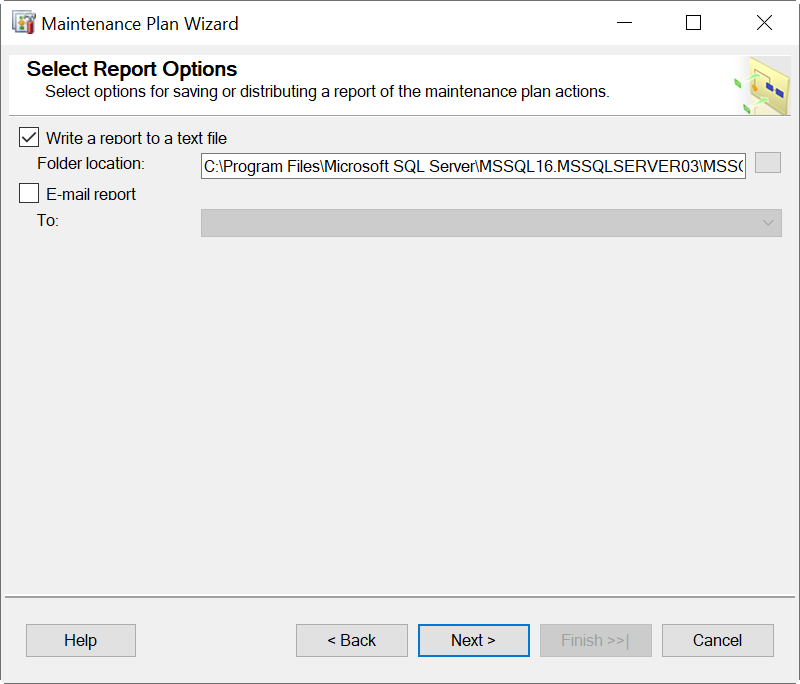 choose a path for the report. 