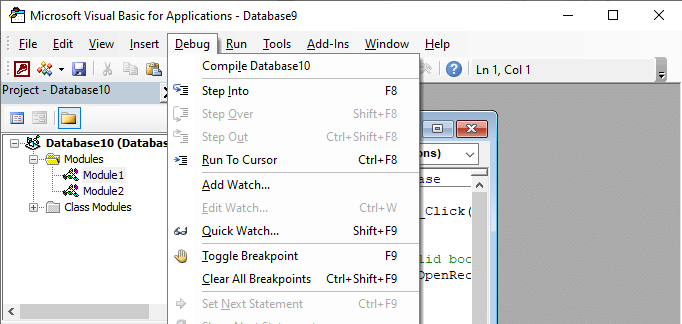 Compile Code In Vba In Microsoft-Access