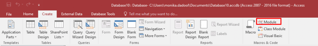 Create Module In Access