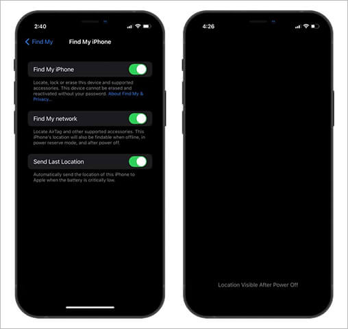 iOS 15 hidden feature of location visible after power off