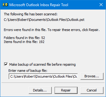 inbox repair tool