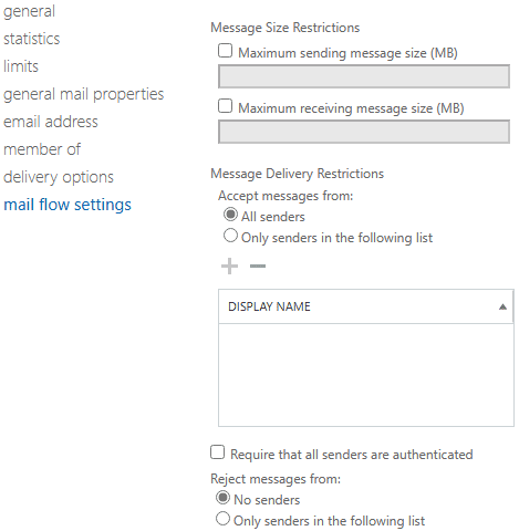 mail flow settings