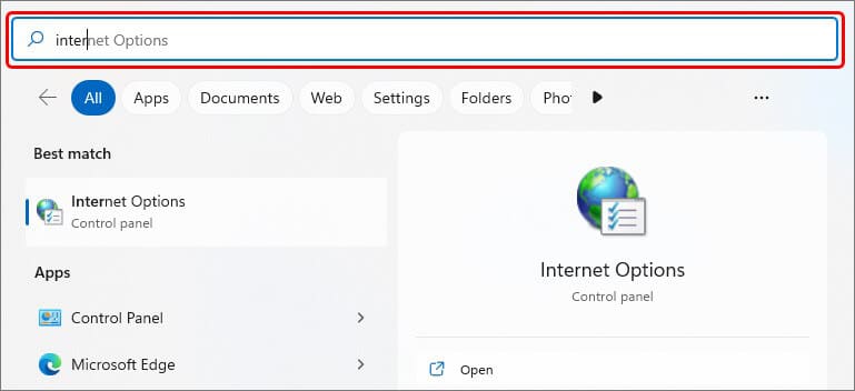 open-internet-options-from-Windows-search
