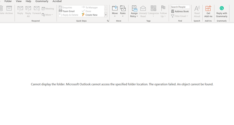 outlook pst file error